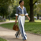Atenas | Conjunto de camisa y pantalón ancho en algodón