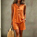 Solana | Conjunto de Algodón y Lino con Top de Botones y Shorts