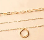 Collar Multicapa Clásico en Oro con Colgante